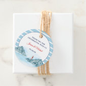 Ocean Mountain Lighthouse Blue Waterverf Wedding Bedankjes Labels (In situ)