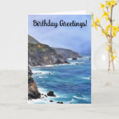 Ocean Mountains en Noord-Californië Verjaardagskun Kaart (Gele Bloem)
