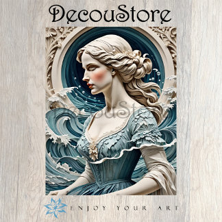 Ocean Muse – Liberty Style Sea Portrait Decoupage Tissuepapier