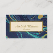 Ocean - Navy Blauwgroen Gold-gemarmerd Abstract pa Visitekaartje (Voorkant)