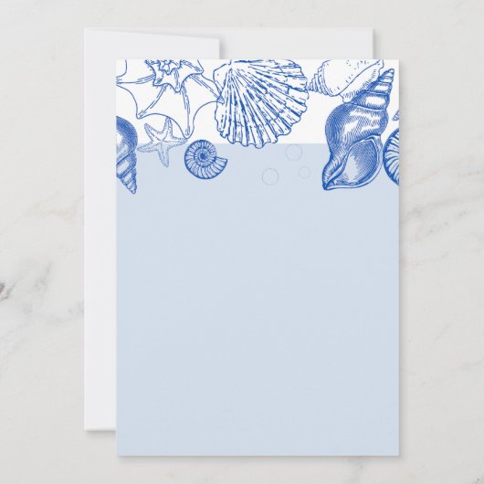 Ocean Navy Blue Shells Modern Wedding Kaart (Achterkant)