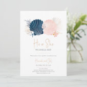 Ocean Navy en Blush Roze Geslacht Onthullen Hij Of Kaart (Staand voorkant)