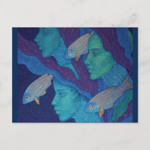 Ocean Nomads, Nautical Fantasy Art Mermaids & Fish Briefkaart
