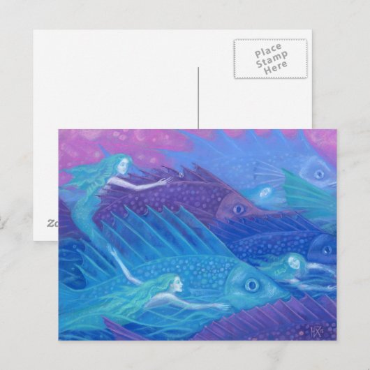Ocean Nomads, Nautical Fantasy Art Mermaids & Fish Briefkaart (Voorkant / Achterkant)