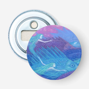 Ocean Nomads, Nautical Fantasy Art Mermaids & Fish Button Flesopener