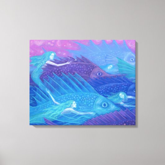 Ocean Nomads, Nautical Fantasy Art Mermaids & Fish Canvas Afdruk (Voorkant)