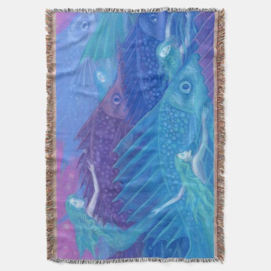 Ocean Nomads, Nautical Fantasy Art Mermaids & Fish Deken (Voorkant Verticaal)