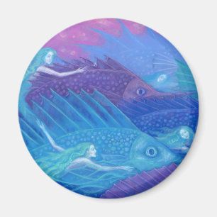 Ocean Nomads, Nautical Fantasy Art Mermaids & Fish Magneet