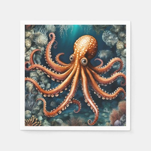 Ocean Octopus Deep Blue Servet (Voorkant)