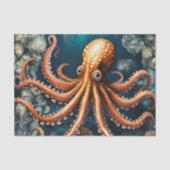 Ocean Octopus Deep Blue Tissuepapier (Voorkant)