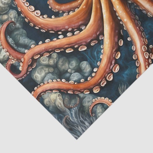 Ocean Octopus Deep Blue Tissuepapier (Detail)