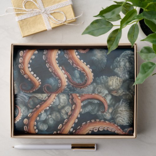 Ocean Octopus Deep Blue Tissuepapier (Geschenk)