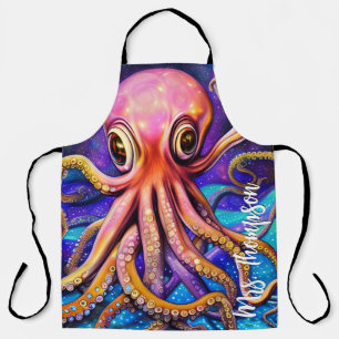 Ocean Octopus met aangepaste naam Schort