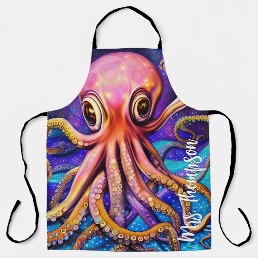 Ocean Octopus met aangepaste naam Schort (Voorkant)