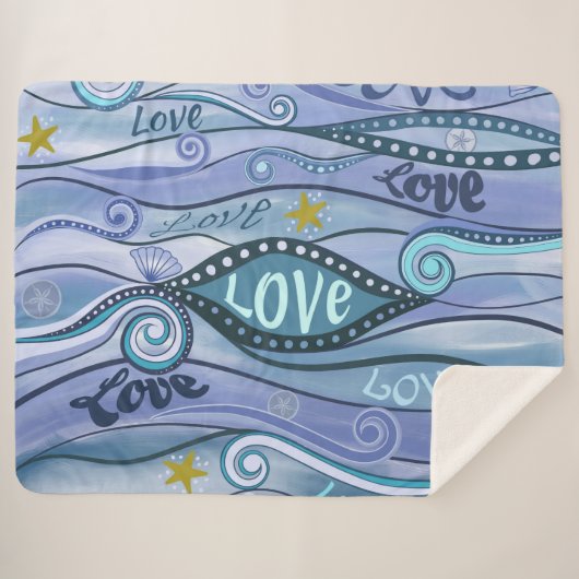 Ocean of Love Hedendaagse Kunst Sherpa Blanket Sherpa Deken (Voorkant (horizontaal))