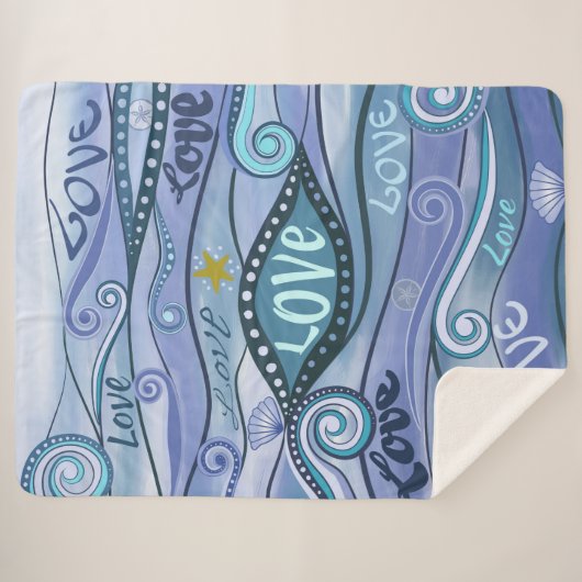 Ocean of Love Hedendaagse Kunst Sherpa Blanket Sherpa Deken (Voorkant (horizontaal))