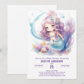 Ocean of Love Zeemeermin Baby shower Uitnodiging (Voorkant / Achterkant)