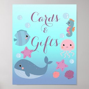 Ocean Onder het Zee Meisje Baby shower Kaarten Ges Poster