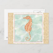 Ocean Oranje Seahorse Briefkaart (Voorkant / Achterkant)