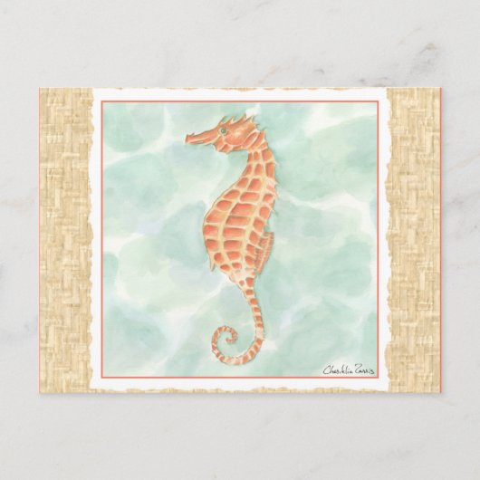 Ocean Oranje Seahorse Briefkaart (Voorkant)