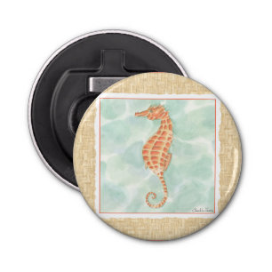Ocean Oranje Seahorse Button Flesopener