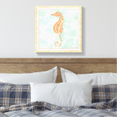 Ocean Oranje Seahorse Canvas Afdruk (Insitu (Slaapkamer))