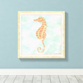 Ocean Oranje Seahorse Canvas Afdruk (Insitu (Houten vloer))
