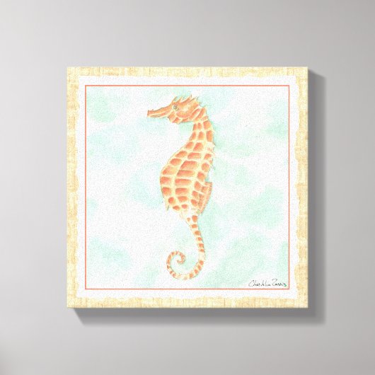 Ocean Oranje Seahorse Canvas Afdruk (Voorkant)