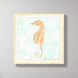 Ocean Oranje Seahorse Canvas Afdruk