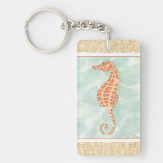 Ocean Oranje Seahorse Sleutelhanger (Voorkant)