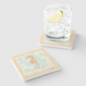 Ocean Oranje Seahorse Stenen Onderzetter (Zijkant)