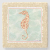 Ocean Oranje Seahorse Stenen Onderzetter (Voorkant)