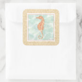 Ocean Oranje Seahorse Vierkante Sticker (Tas)