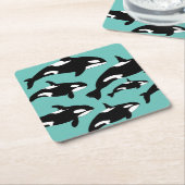 Ocean Orca Killer Whales op Blue Kartonnen Onderzetters (Schuin)