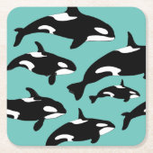 Ocean Orca Killer Whales op Blue Kartonnen Onderzetters (Voorkant)