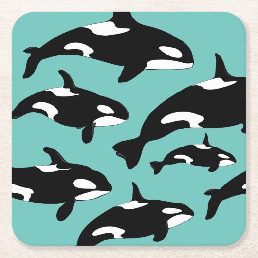 Ocean Orca Killer Whales op Blue Kartonnen Onderzetters (Voorkant)
