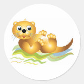 Ocean Otter Ronde Sticker (Voorkant)