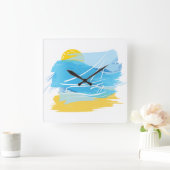 Ocean Painting, vierkante wandklok (Huis)