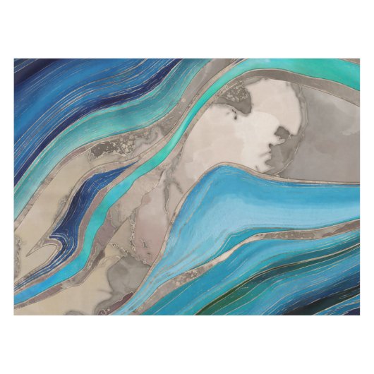 Ocean Palette en taupe marmer Tafelkleed (Voorkant (Horizontaal))