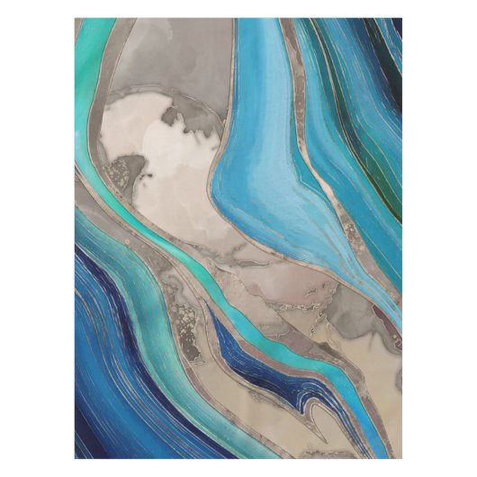 Ocean Palette en taupe marmer Tafelkleed (Voorkant)