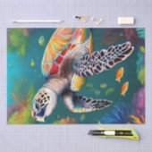 Ocean Palette: Kleurrijke Zeeen schildpad Decoupag Tissuepapier (Craft)