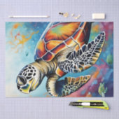 Ocean Palette: Kleurrijke Zeeen schildpad Decoupag Tissuepapier (Craft)