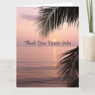 Ocean Palm Tree Pastor Appreciation Thank You Card Bedankkaart