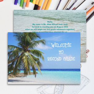 Ocean Palm Tree Welcome Students Message Kaart