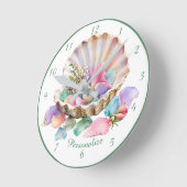 Ocean Parel Bloesem Pastel Schelp Bloemblad Ontwer Ronde Klok (Hoek)