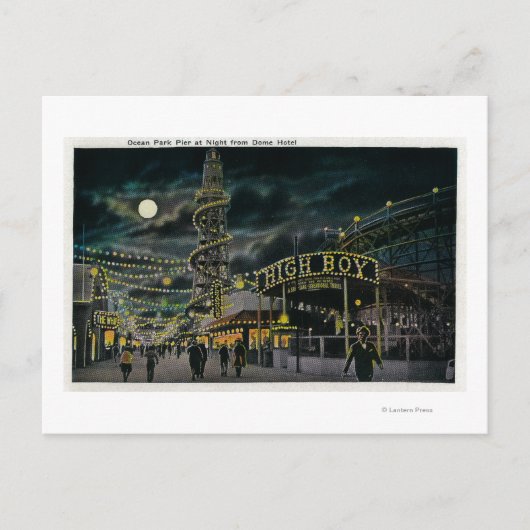 Ocean Park Pier in Night van Dome Hotel Briefkaart (Voorkant)