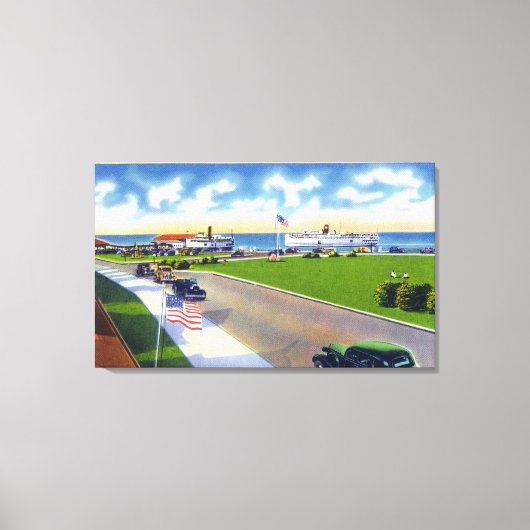 Ocean Park Uitzicht van Boats die aankomen in Harb Canvas Afdruk (Voorkant)