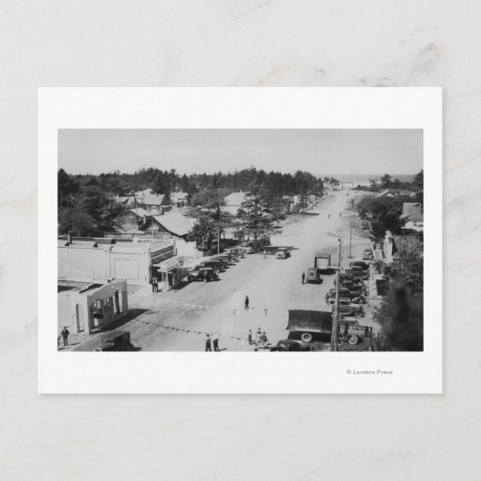 Ocean Park, WA - Uitzicht of Beach, Old Cars Briefkaart (Voorkant)