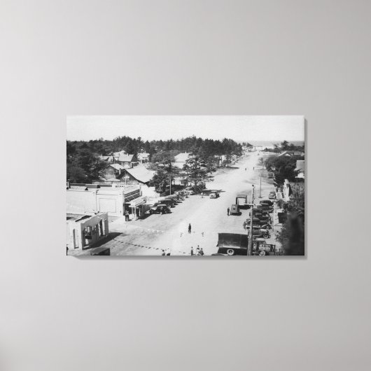 Ocean Park, WA - Uitzicht of Beach, Old Cars Canvas Afdruk (Voorkant)