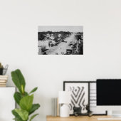 Ocean Park, WA - Uitzicht of Beach, Old Cars Poster (Thuiskantoor)